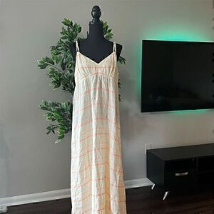 J.Crew Women's Striped Linen Cotton Empire Waist Maxi Dress Multicolor Size 2